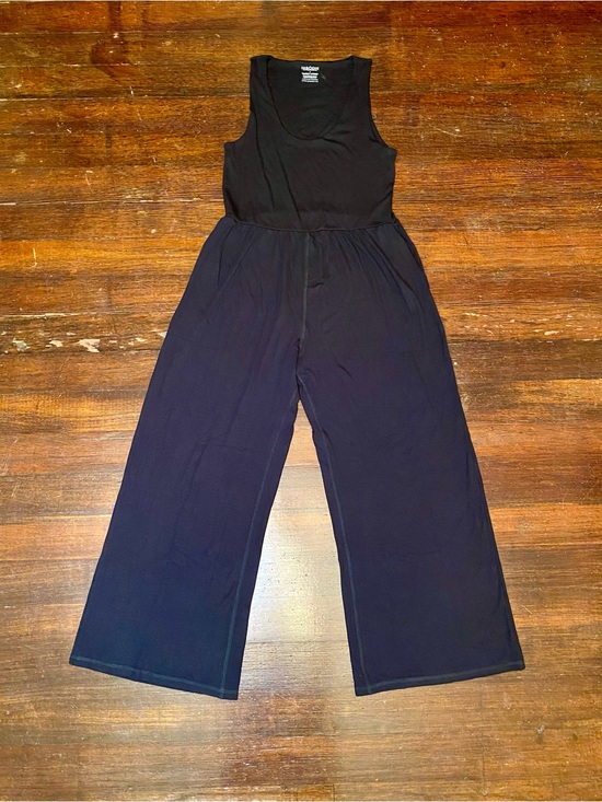 Imbodhi Pants - EUC IMBODHI Hana Jumpsuit Black Wide-Leg Ribbed Modal Natural Fiber